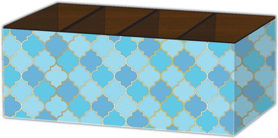 Nourish 4 Compartments Wooden Pen Stand(Blue)