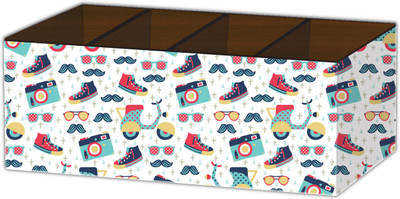 Nourish 4 Compartments Wooden Pen Stand(Multicolor)