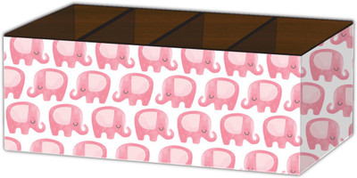 Nourish 4 Compartments Wooden Pen Stand(Pink)