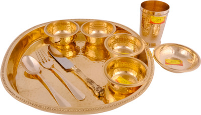 Shivshakti Arts Pack of 10 Brass Dinner Set(Yellow)