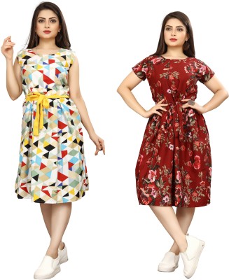 Nilkanth Fashion Women Fit and Flare Multicolor Dress