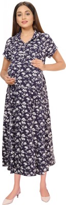 mamma's maternity Women A-line Blue Dress