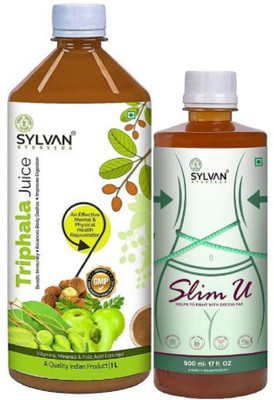 SYLVAN AYURVEDA TRIPHALA JUICE 1L & SYLVAN SlimU JUICE 500ML | PACK OF 2(2 x 750 ml)