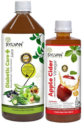 SYLVAN AYURVEDA DIABETIC CARE JUICE 1L & SYLVAN APPLE CIDER VINEGAR 500 ML I COMBO SAVER PACK(2 x 750 ml)