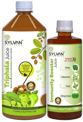 SYLVAN AYURVEDA TRIPHALA JUICE 1L & SYLVAN IMMUNITY BOOSTER JUICE 500ML | COMBO PACK(2 x 750 ml)