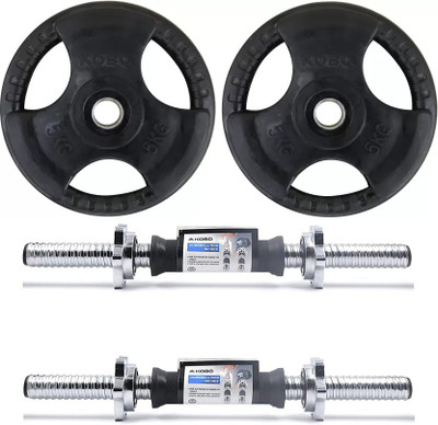 KOBO 20 Kg Imported Premium Dumbbell Set with 31mm Rubber Plate ,15 Inches Dumbbell Rod Adjustable Dumbbell(20 kg)