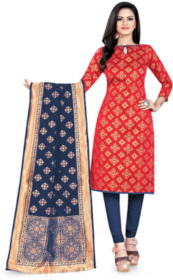 VredeVogel Silk Blend Self Design Salwar Suit Material