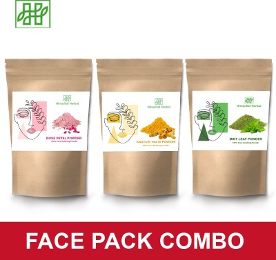 Himachal Herbal Organic Rose Petal Powder-Mint Leaf Powder-Kasturi Haldi Powder 150gm For Face Pack & Hair Pack(150 g)