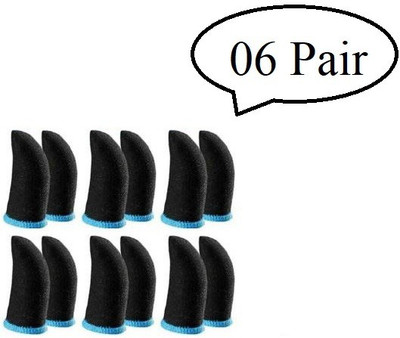 Jape Mobile Phone Gaming Anti-Sweat Breathable Touch Screen 06 Pairs, Blue-Black Finger Sleeve(Pack of 12)