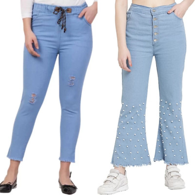 LIKEEFASHION Regular Women Light Blue Jeans(Pack of 2)