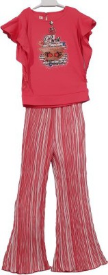 little cherry Girls Casual Top Pant(Dark Pink)