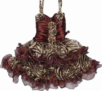 NKG FASHION Baby Girls Midi/Knee Length Party Dress(Brown, Sleeveless)