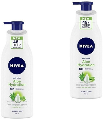 NIVEA (Aloe) Hydration Body Lotion Deep Moisture Each 400ml Pack of 2(800 ml)
