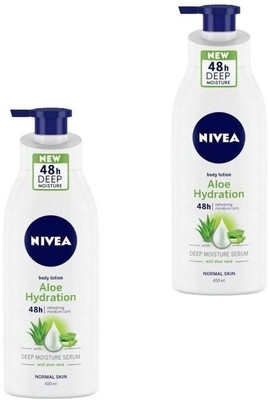 NIVEA Aloe (Hydration Body Lotion Deep Moisture) Each 400ml Pack of 2(800 ml)