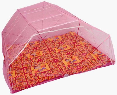 Elegant Nylon Adults Washable Mosquito Net Polynet Double Size Foldable Mosquito Net(Pink, Frame Hung)
