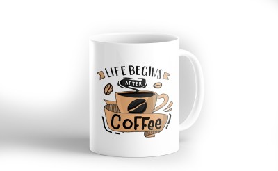 7 shade prints White Ceramic Printed Coffee for Coffee Lovers, Microwave & Dishwasher Safe Color Printed 2 Ceramic Coffee Mug(325 ml)