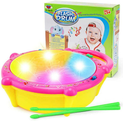 KAVANA Flash Drum with 3D Lights, Music Baby Toy for kids(Multicolor)