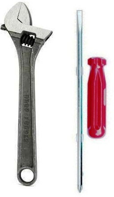WallVilla 8 In Adjustable 2 In 1 Screwdriver 8 In Adjustable Spenner 2 In 1 Screwdriver Heavy Used Single Sided Pipe Wrench(Pack of 2)