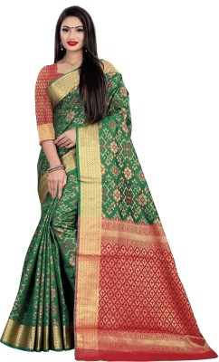 Pisara Woven Banarasi Cotton Silk Saree(Green)