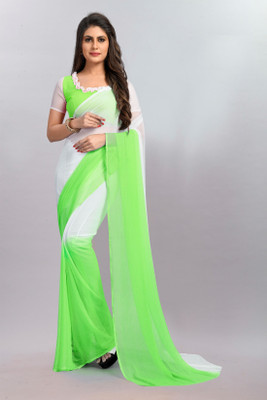 A To Z Cart Printed Bollywood Chiffon Saree(Green)