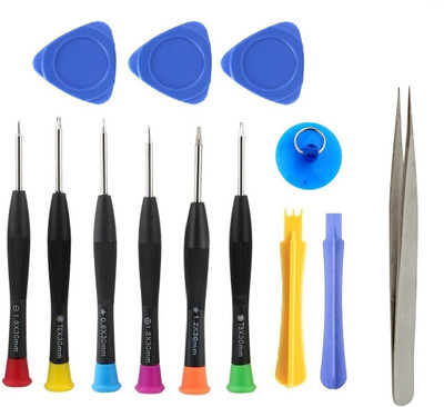 WOWSOME 13 in 1 Professional Cell Phone Screwdriver Set with steel Pointed tweezer and 3 Triangle plastic Openers Tool Kit for Repair Opening i6/ 6S/ iPhone 5/ 5S/ Mobile Phone Precision Screwdriver Set(Pack of 1)