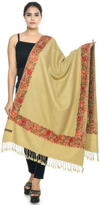 manra Wool Embroidered Women Shawl(Beige)