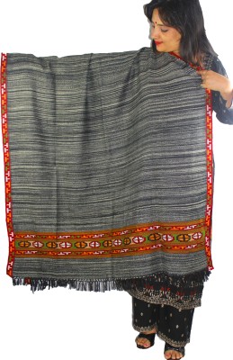 ARUNA KULLU HANDLOOM Pashmina Woven Women Shawl(Black)