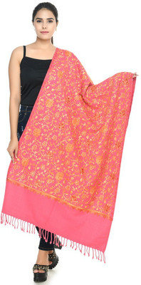 manra Wool Embroidered Women Shawl(Pink)