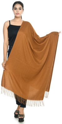 manra Wool Solid Women Shawl(Orange)