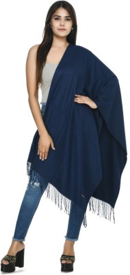 manra Wool Solid Women Shawl(Blue)