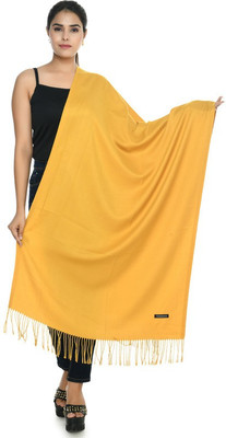 manra Wool Solid Women Shawl(Yellow)