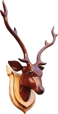Bankura Traditional Art Center DEER HEAD (40cm BLACK) wooden handicraft - showpieces for wall decoration and Wall mounted hanging - Home decors,, Decorative Showpiece  -  39 cm(Wood, Black)