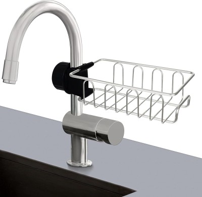 BUNLEK Stainless Steel Kitchen and Bathroom Faucet Soap Scrubbers Sponge Holder Rack(Multicolor)