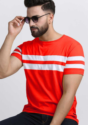Zoify Colorblock Men Round Neck Red T-Shirt