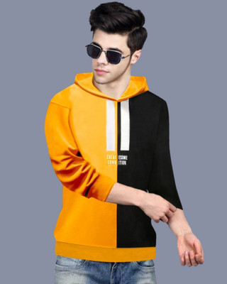 FastColors Printed Men Hooded Neck Yellow T-Shirt