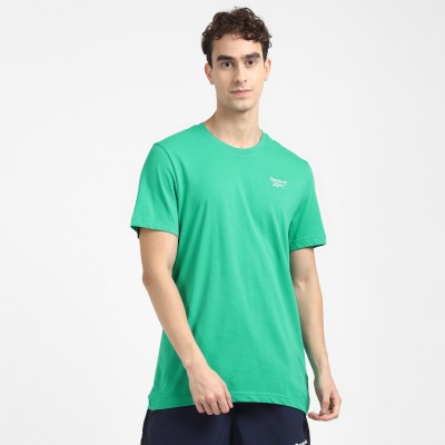 REEBOK Solid Men Round Neck Green T-Shirt