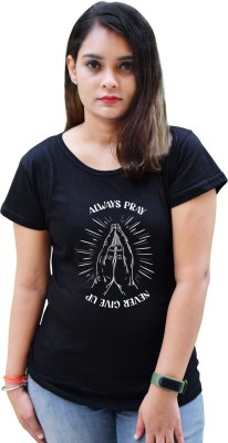 Prabhu Bhakti Printed Women Round Neck Black T-Shirt
