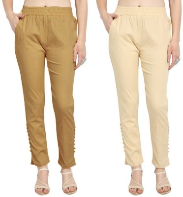 Phase of Trend Regular Fit Women Beige, Gold Trousers