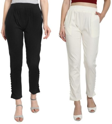 Phase of Trend Regular Fit Women White, Black Trousers