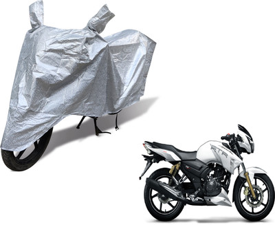 Auto Hub Waterproof Two Wheeler Cover for TVS(Apache RTR 180, Silver)
