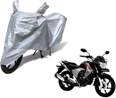 Auto Hub Waterproof Two Wheeler Cover for Honda(Unicorn Dazzler, Silver)