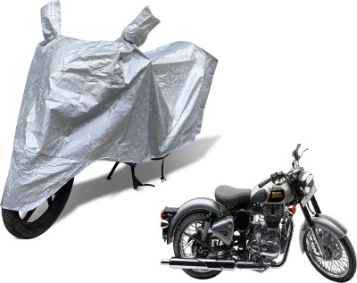 MOCKHE Waterproof Two Wheeler Cover for Royal Enfield(Classic 500, Silver)