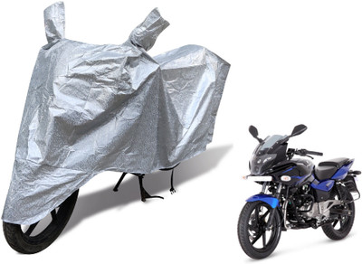 Auto Hub Waterproof Two Wheeler Cover for Bajaj(Pulsar 220F, Silver)