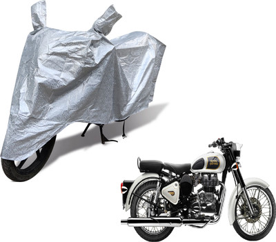 MOCKHE Waterproof Two Wheeler Cover for Royal Enfield(Classic 350, Silver)
