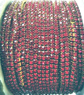 Atifa 4mm maroon stone chains/stone lace for embroidery,decorations,craft and jewellery making[5 meter]