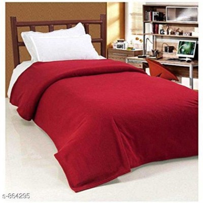 you shop we ship Solid Single Fleece Blanket for  AC Room(Polyester, Maroon)
