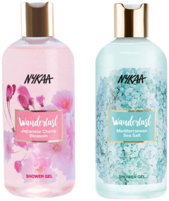 NYKAA wanderlust japanese cherry blossam and sea salt shower gel(2 x 300 ml)