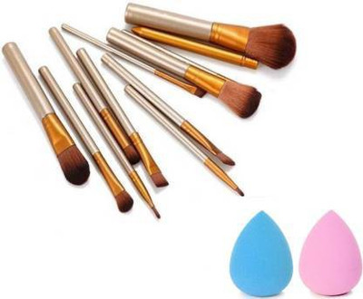 SHEELU Makeup Brush Set Of 12 + 2 Pcs Beauty Blender(Pack of 14)