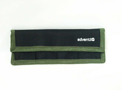 AdventIQ DSLR Camera Battery Holder/Pouch/Case/Bag (4 Pocket) for AA Battery, Canon LP-E6 LP-E8 LP-E10 LP-E12 Battery, Nikon EN-EL14 EN-EL15 Battery, Sony NP-FW50 NP-F550 NP-FM500H Battery Camera Bag (Black- Olive Green)  Camera Bag(Black with Olive Green Tape)