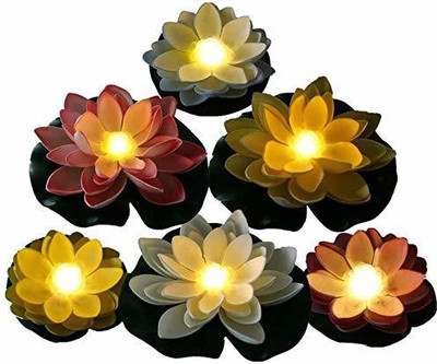 Vital Creations LED Colour Changing Lily Artificial Lotus Floating Light (Multicolour)Pack of 6 Candle(Multicolor, Pack of 6)